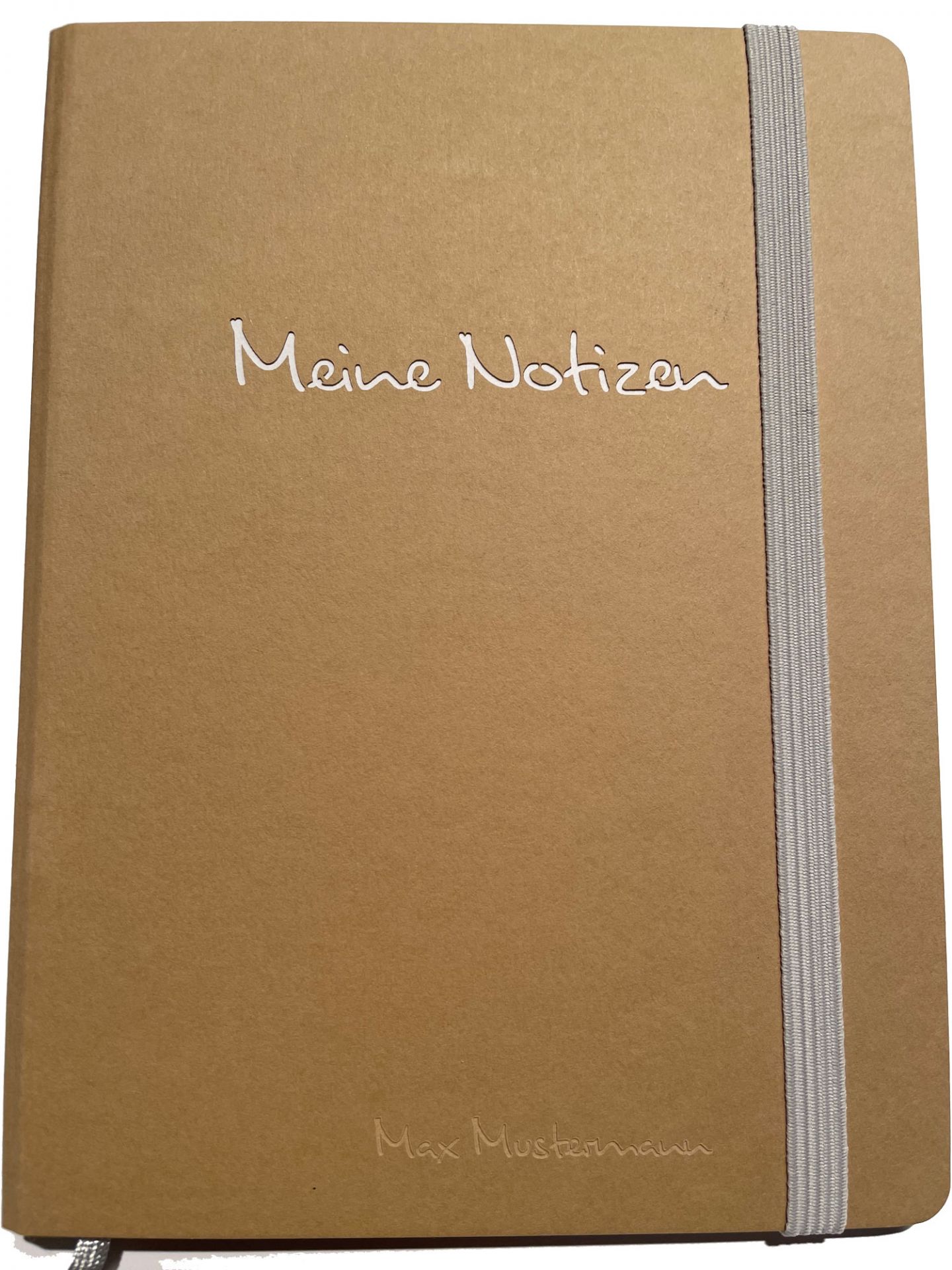 Notizbuch A5, beige - mit individueller Gravur (Testprodukt)