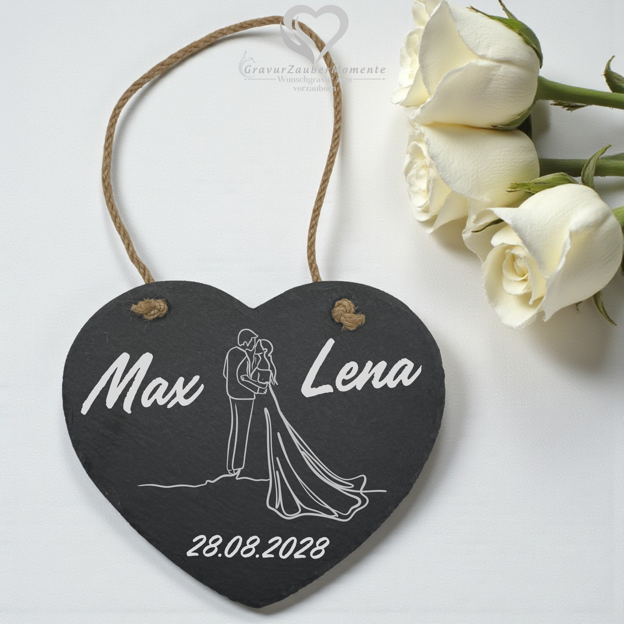 Schieferherz „Zauber der Liebe“ Personalisierte Gravur – Ein Andenken für die Ewigkeit