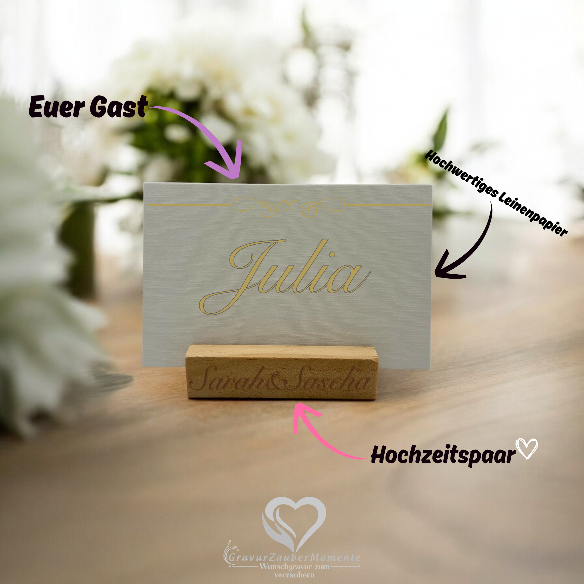 Platzhalter mit Platzkarte Mit Persönlicher Gravur