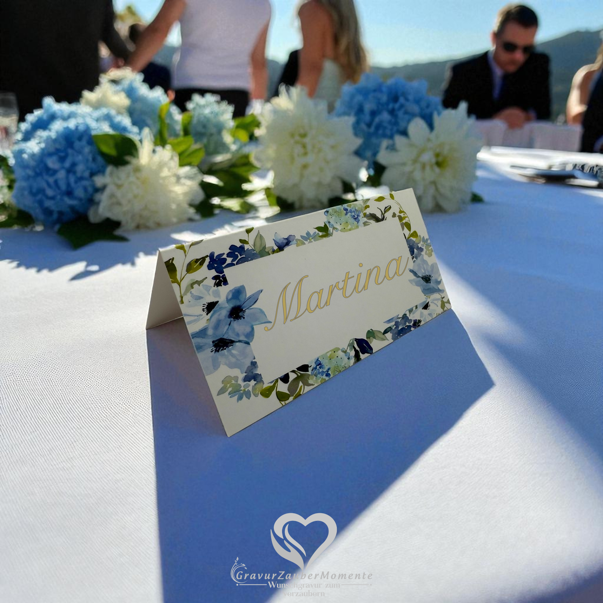 Exklusive Platzkarte „Ocean Bloom“ – Individuell graviert für jeden Gast