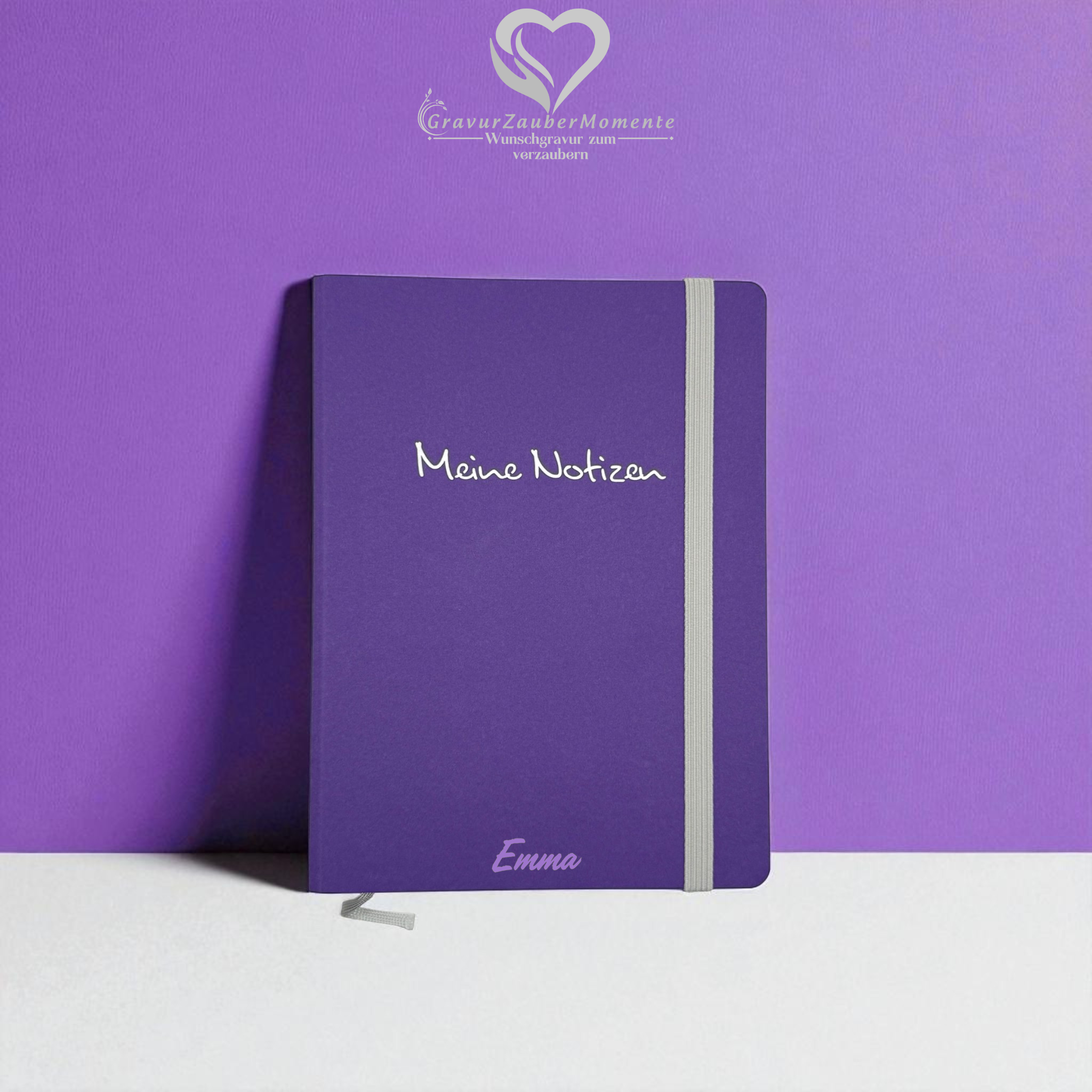 Hochwertiges Notizbuch „Meine Notizen“ Lila, A5 - mit individueller Gravur 