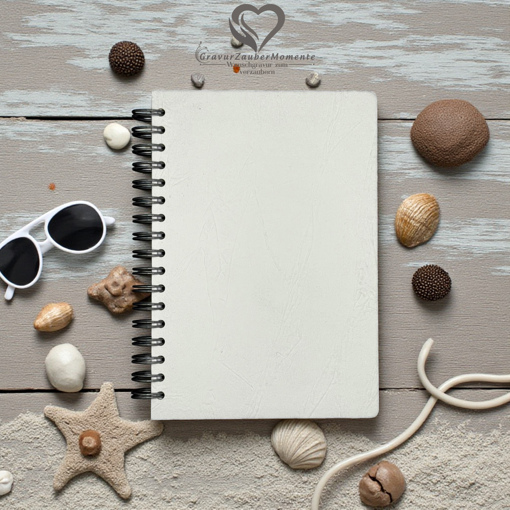 Notizbuch A6 WAVE - individuelle Gravur mit Wunschtext & Name