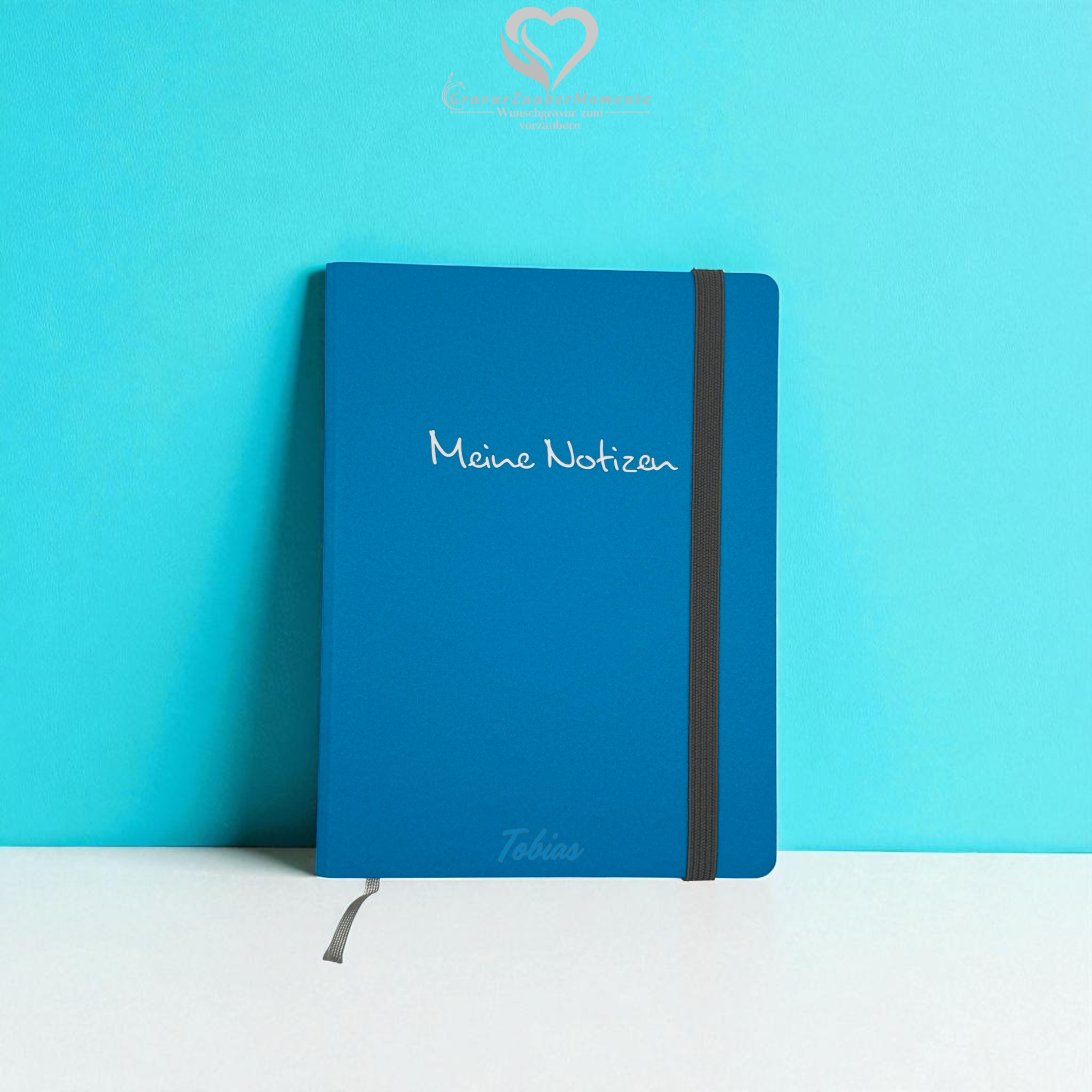 Hochwertiges Notizbuch „Meine Notizen“ Hell Blau, A5 - mit individueller Gravur 