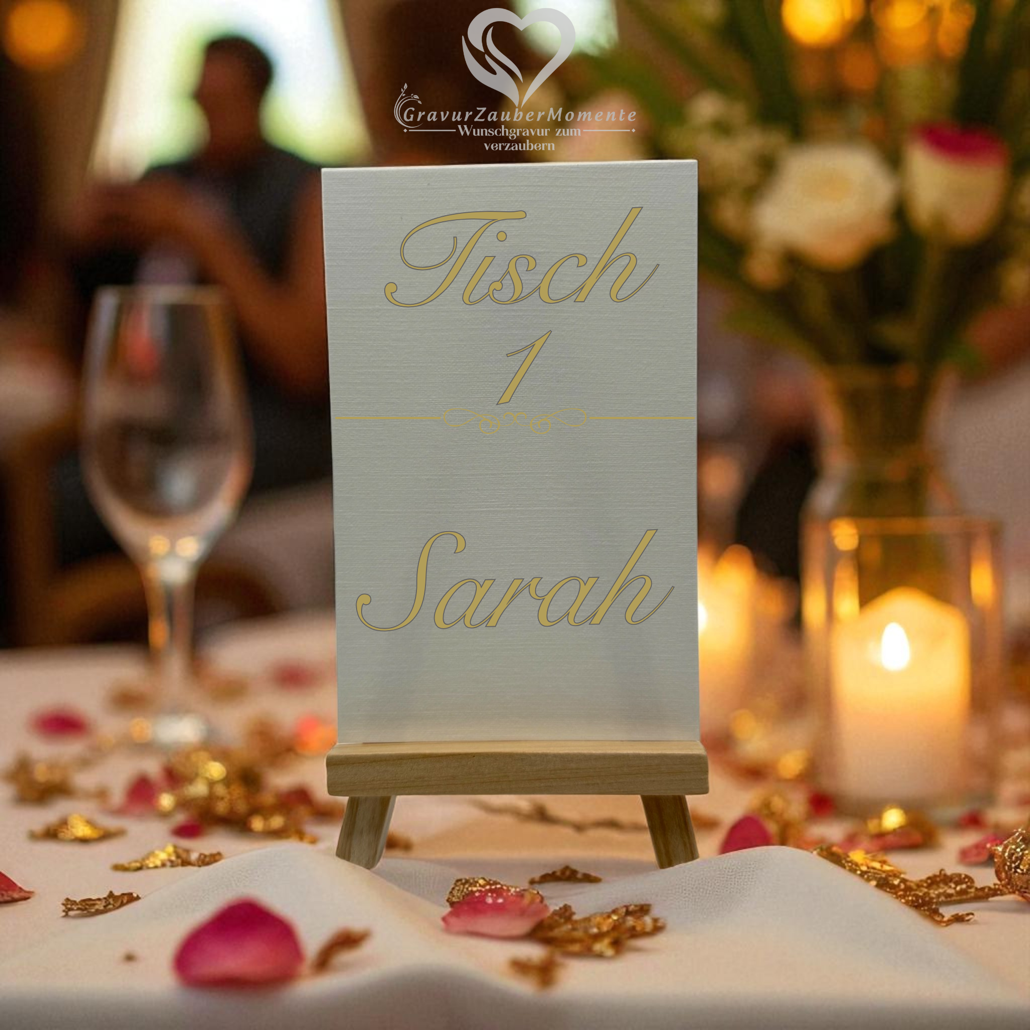 Staffellei mit Platzkarte Mit Persönlicher Gravur