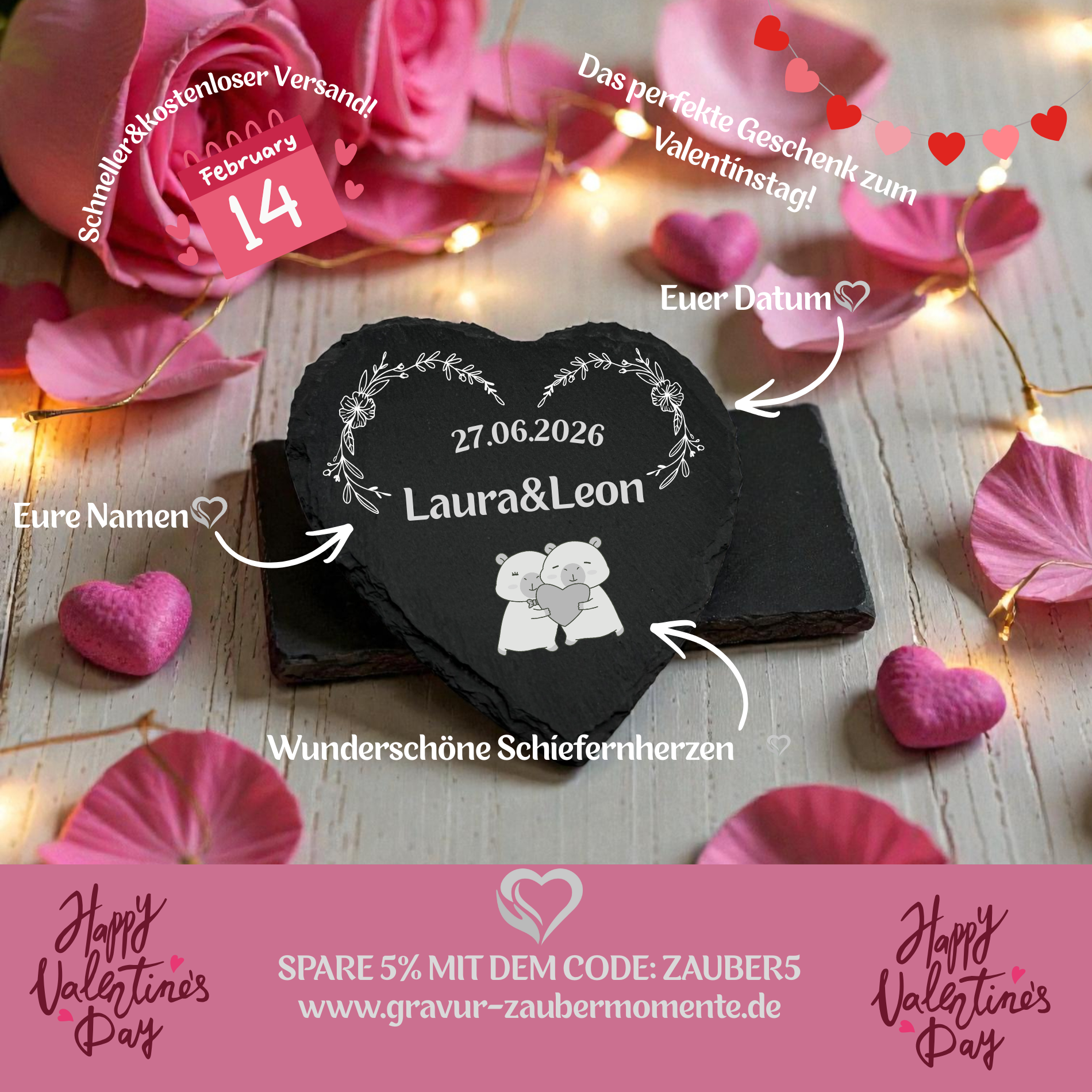 Schiefernherz Valentinstag LIMITED EDITION