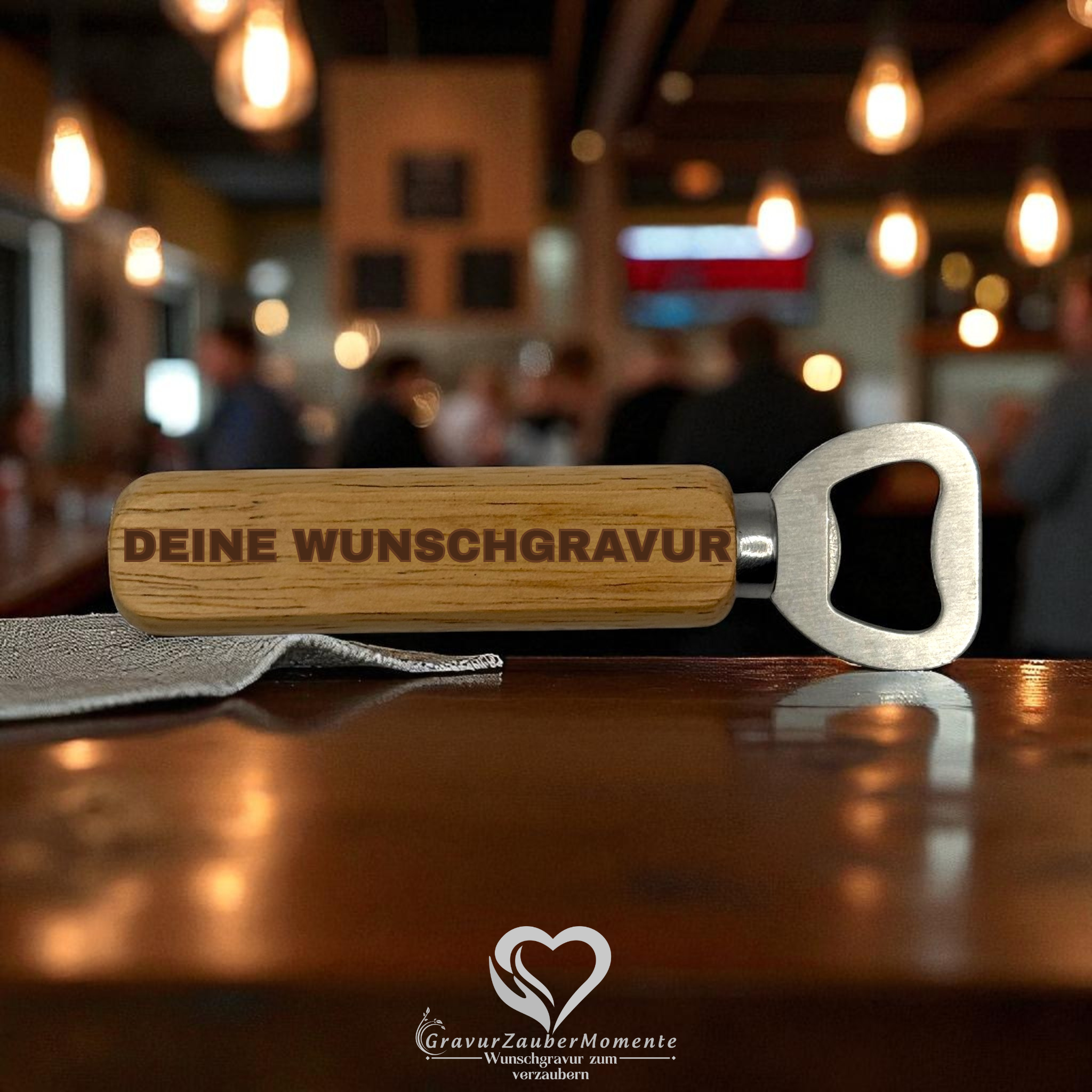 Holz-Flaschenöffner mit Gravur – personalisiert