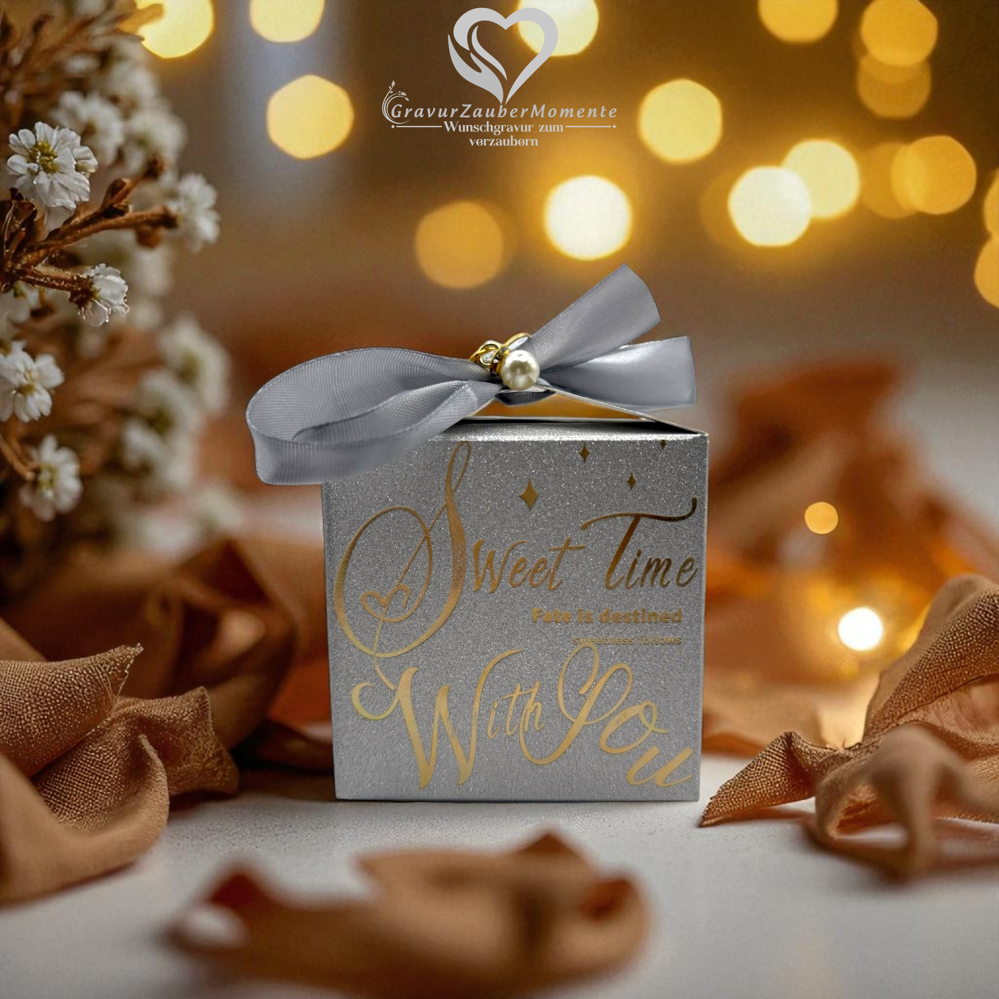 Elegante Geschenkbox mit Schleife "Sweet times" – perfektes Gastgeschenk für besondere Momente 