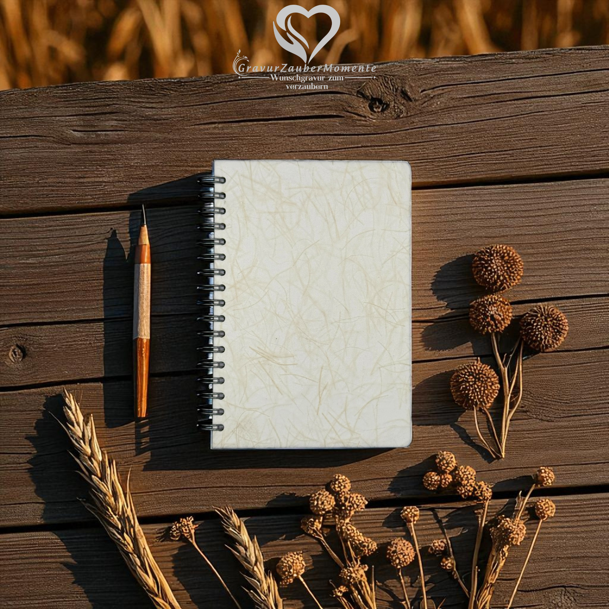 Notizbuch A6 NATURE - individuelle Gravur mit Wunschtext & Name