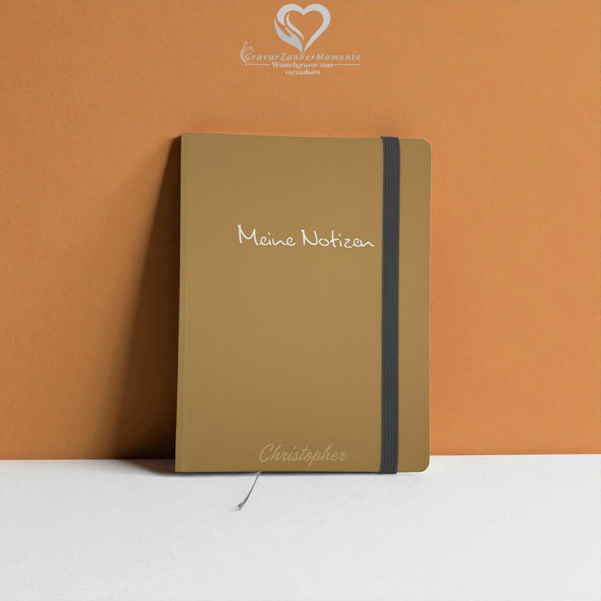 Hochwertiges Notizbuch „Meine Notizen“ Beige, A5 - mit individueller Gravur 