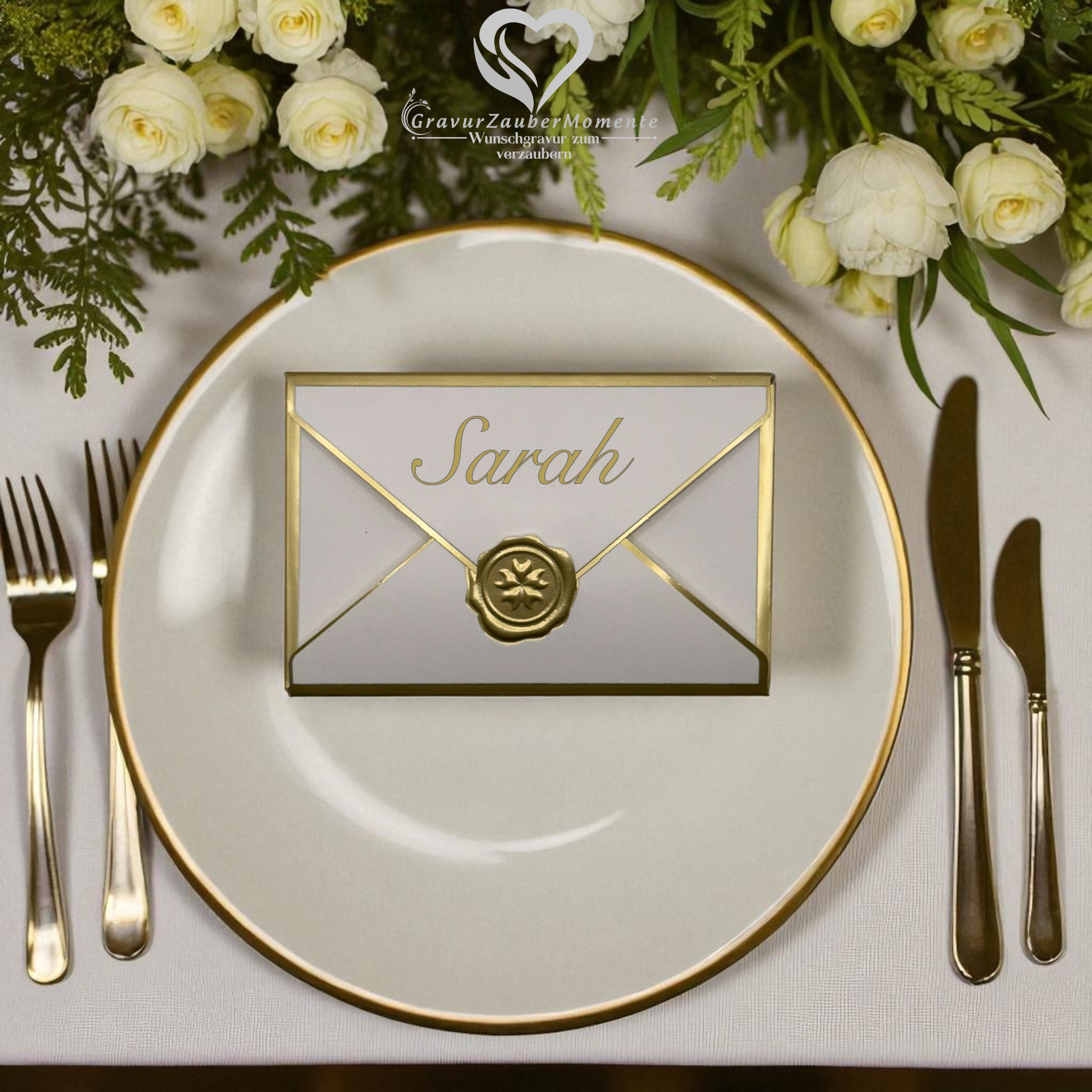 Geschenkbox Weiß „Royal Elegance“ – Individuell graviert für jeden Gast 