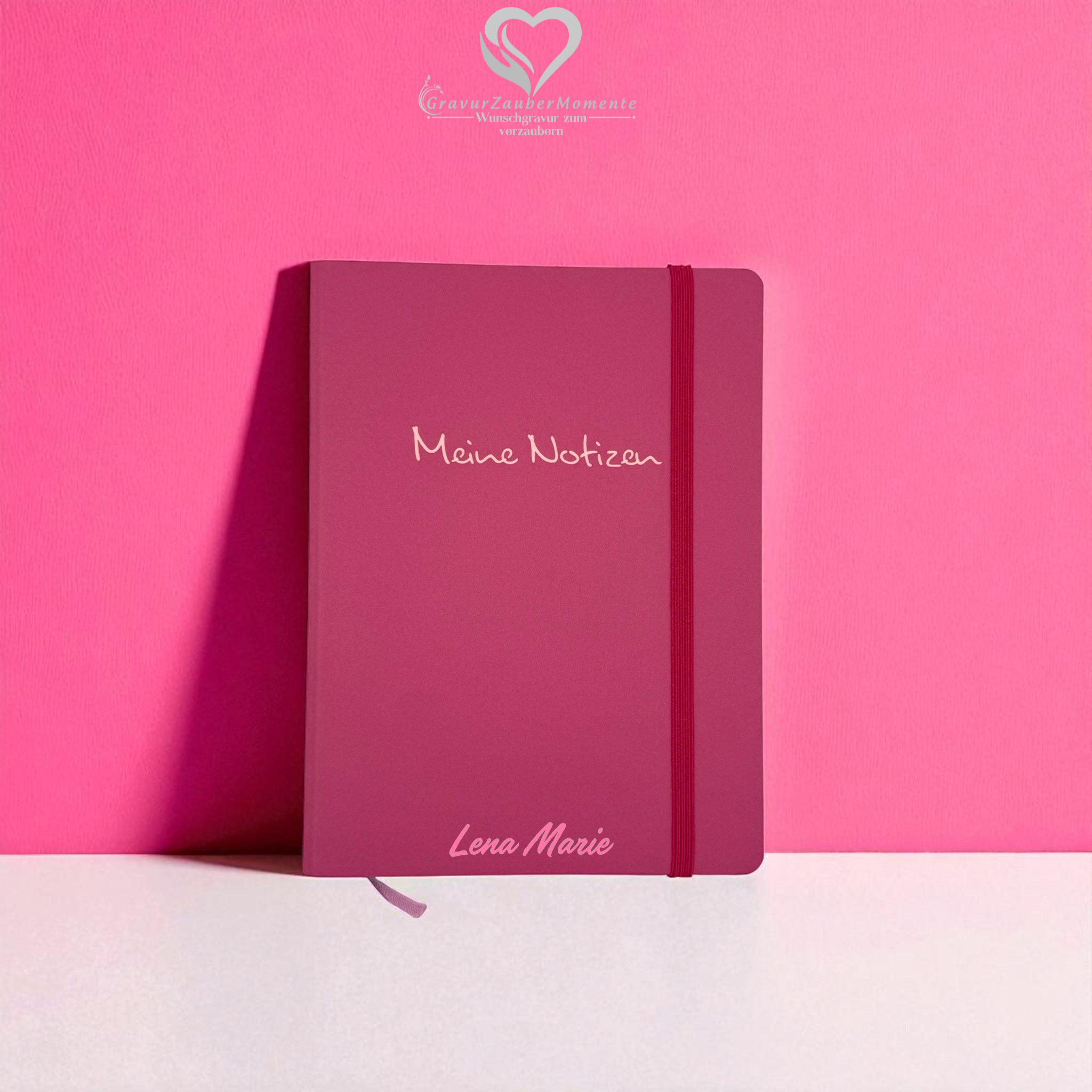 Hochwertiges Notizbuch „Meine Notizen“ Pink, A5 - mit individueller Gravur 